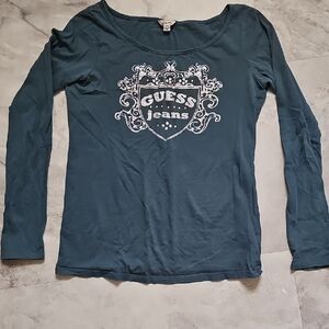 Guess Women's Teal Long Sleeve Tee